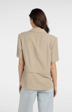 YAYA | Geweven Bazer Met Korte Mouwen Afritsbare Zoom Crockery Brown