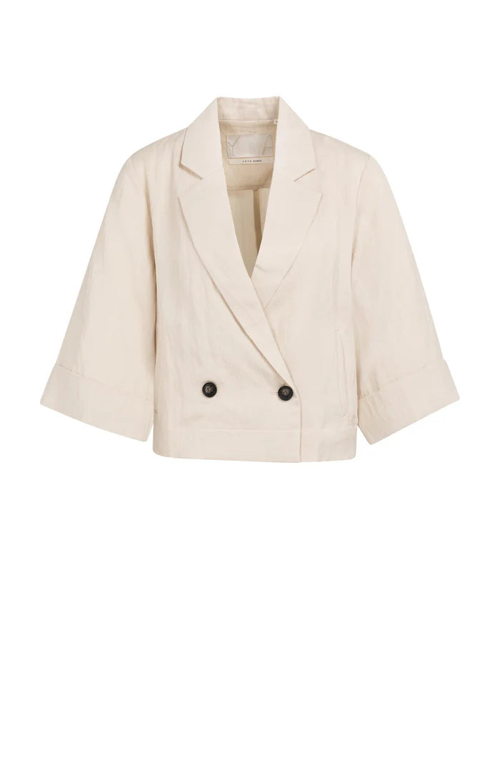 Yaya | Blazer met Kimonomouwen en Knopen Cloud Creme White