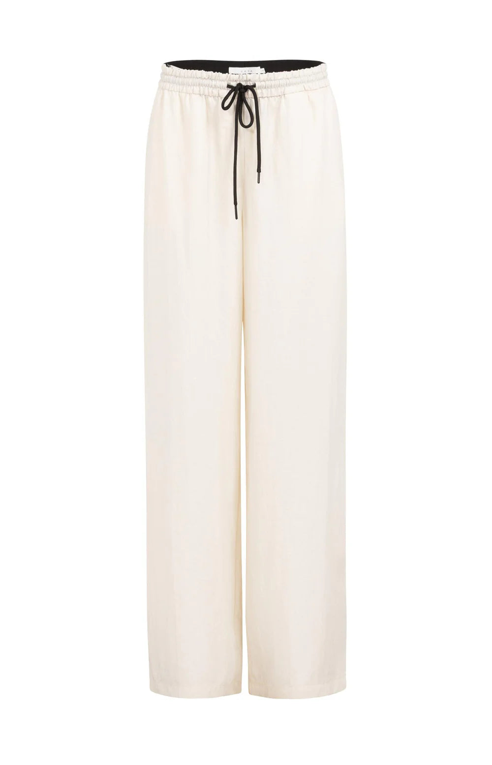 Yaya | Broek met Wijde Pijpen en Contrasterend Stiksel L32 Cloud Creme White