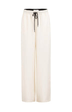 Yaya | Broek met Wijde Pijpen en Contrasterend Stiksel L32 Cloud Creme White