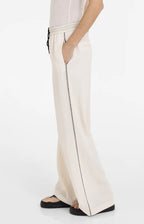 Yaya | Broek met Wijde Pijpen en Contrasterend Stiksel L32 Cloud Creme White