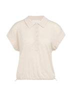 Yaya | Gebreide Polo met Koorddetail aan de Zoom Cloud Creme White