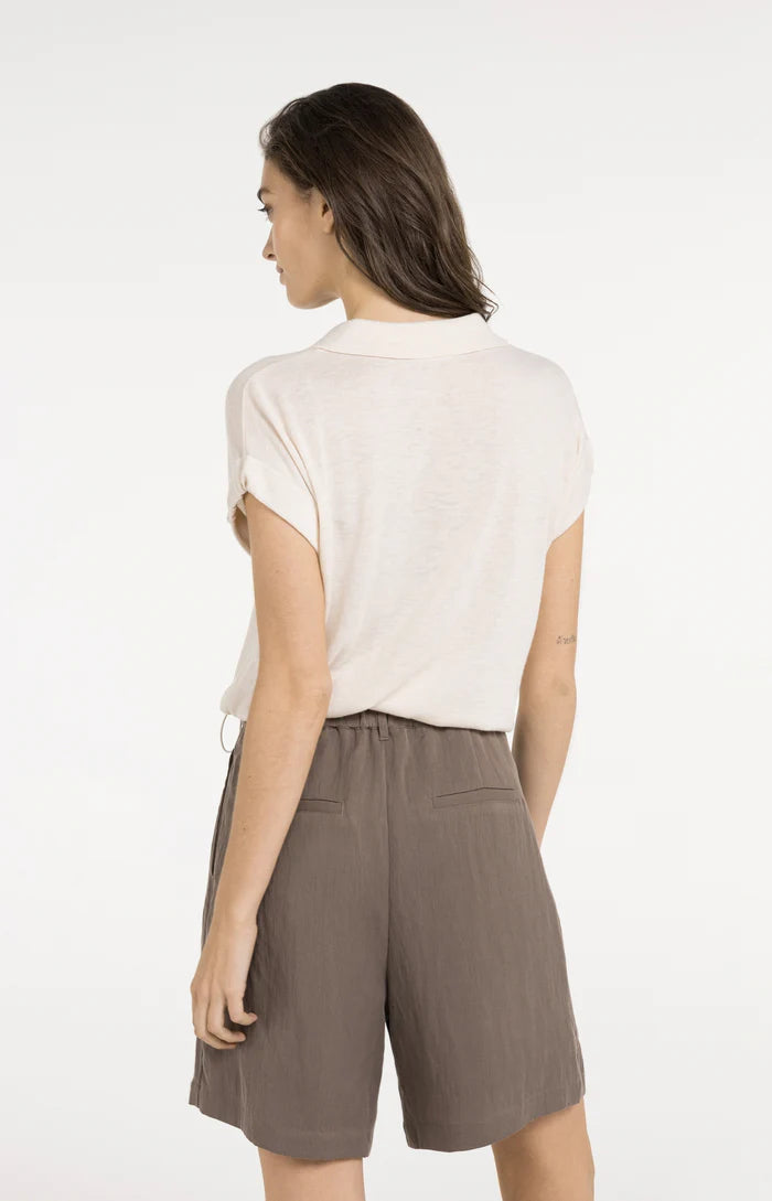 Yaya | Gebreide Polo met Koorddetail aan de Zoom Cloud Creme White