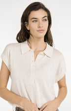Yaya | Gebreide Polo met Koorddetail aan de Zoom Cloud Creme White