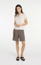 Yaya | Gebreide Polo met Koorddetail aan de Zoom Cloud Creme White