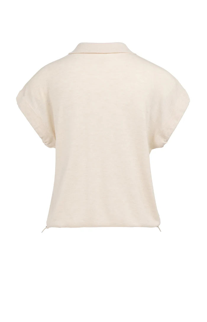 Yaya | Gebreide Polo met Koorddetail aan de Zoom Cloud Creme White