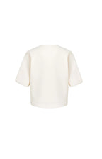 YAYA | Gebreide Top met Bomberkraag en Korte Mouwen Off White
