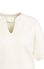 YAYA | Gebreide Top met Bomberkraag en Korte Mouwen Off White