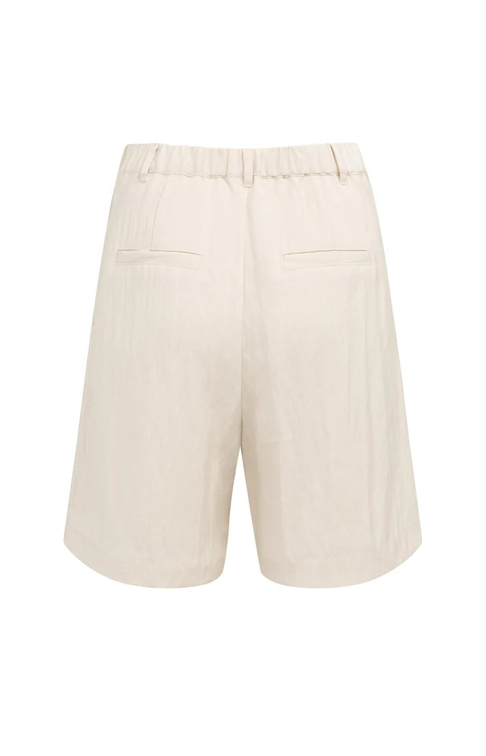 Yaya | Geweven Bermudashort met Langere Lengte Cloud Creme White