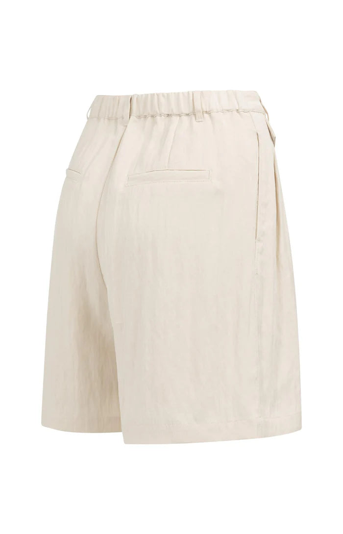 Yaya | Geweven Bermudashort met Langere Lengte Cloud Creme White