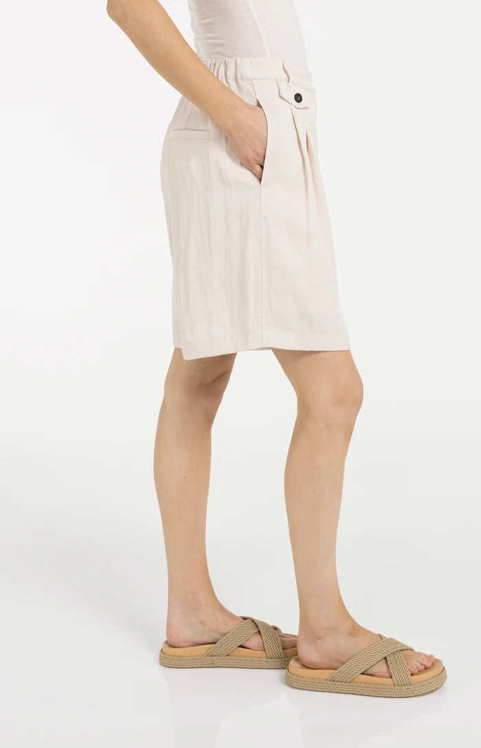 Yaya | Geweven Bermudashort met Langere Lengte Cloud Creme White