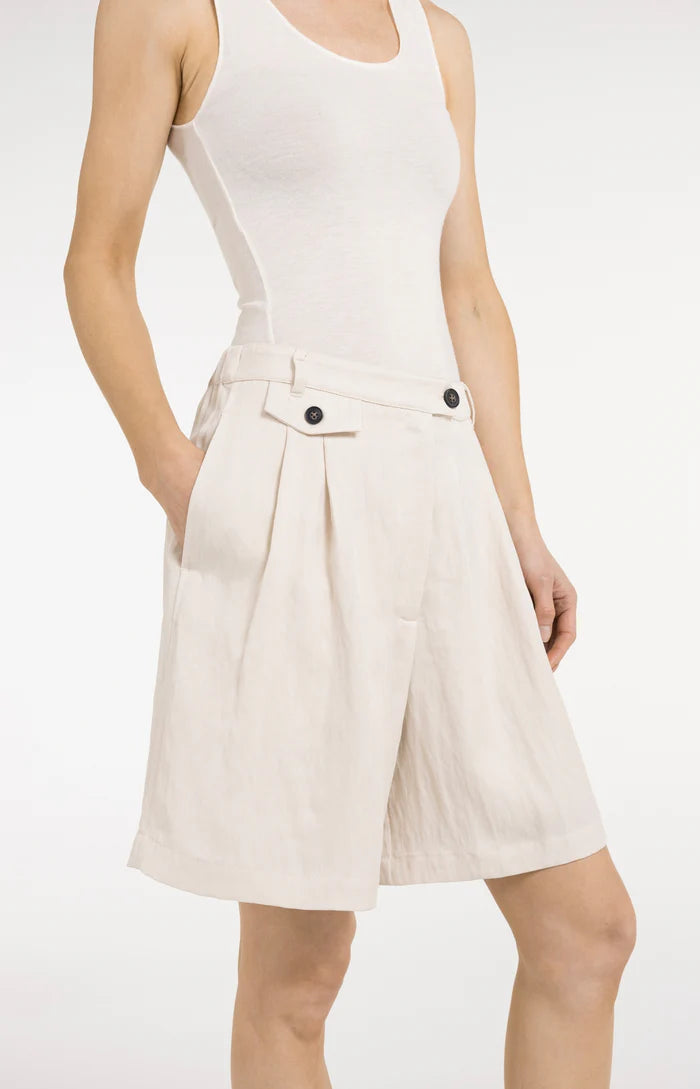 Yaya | Geweven Bermudashort met Langere Lengte Cloud Creme White