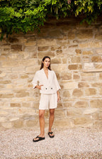 Yaya | Geweven Bermudashort met Langere Lengte Cloud Creme White