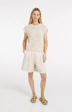 Yaya | Geweven Bermudashort met Langere Lengte Cloud Creme White