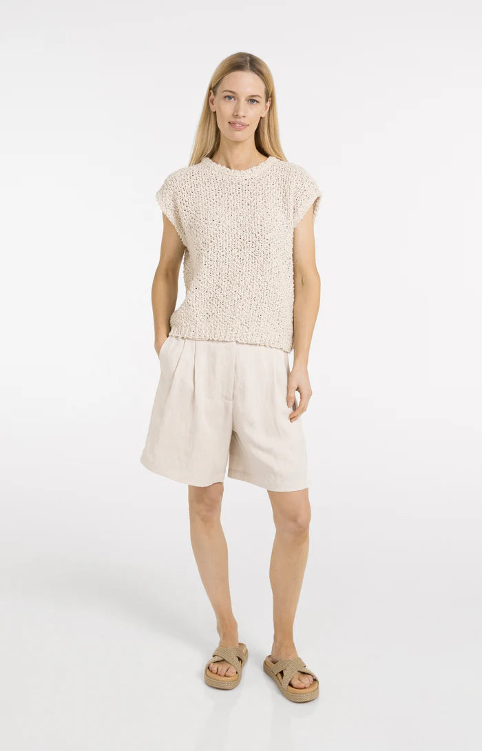 Yaya | Geweven Bermudashort met Langere Lengte Cloud Creme White