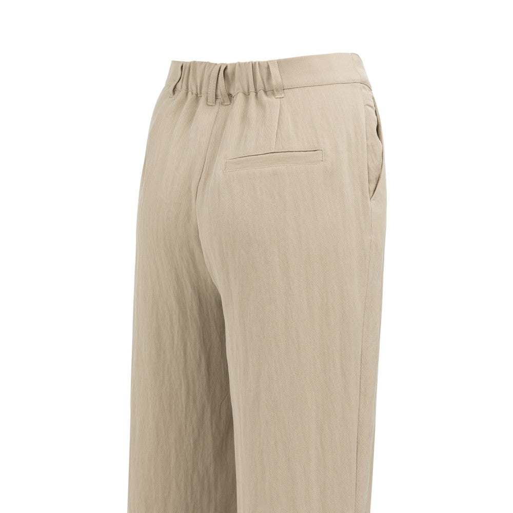 Yaya | Geweven Broek Wijde Pijpen Crockery Brown