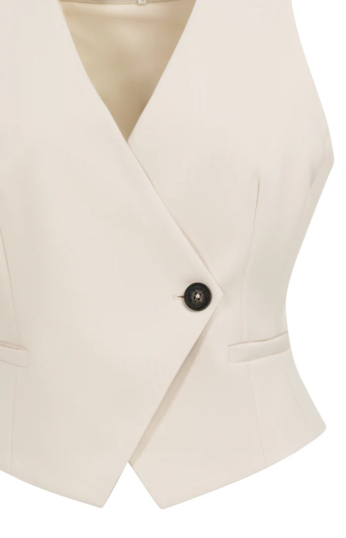 Yaya | Gilet met Asymmetrische Sluiting Cloud Creme White
