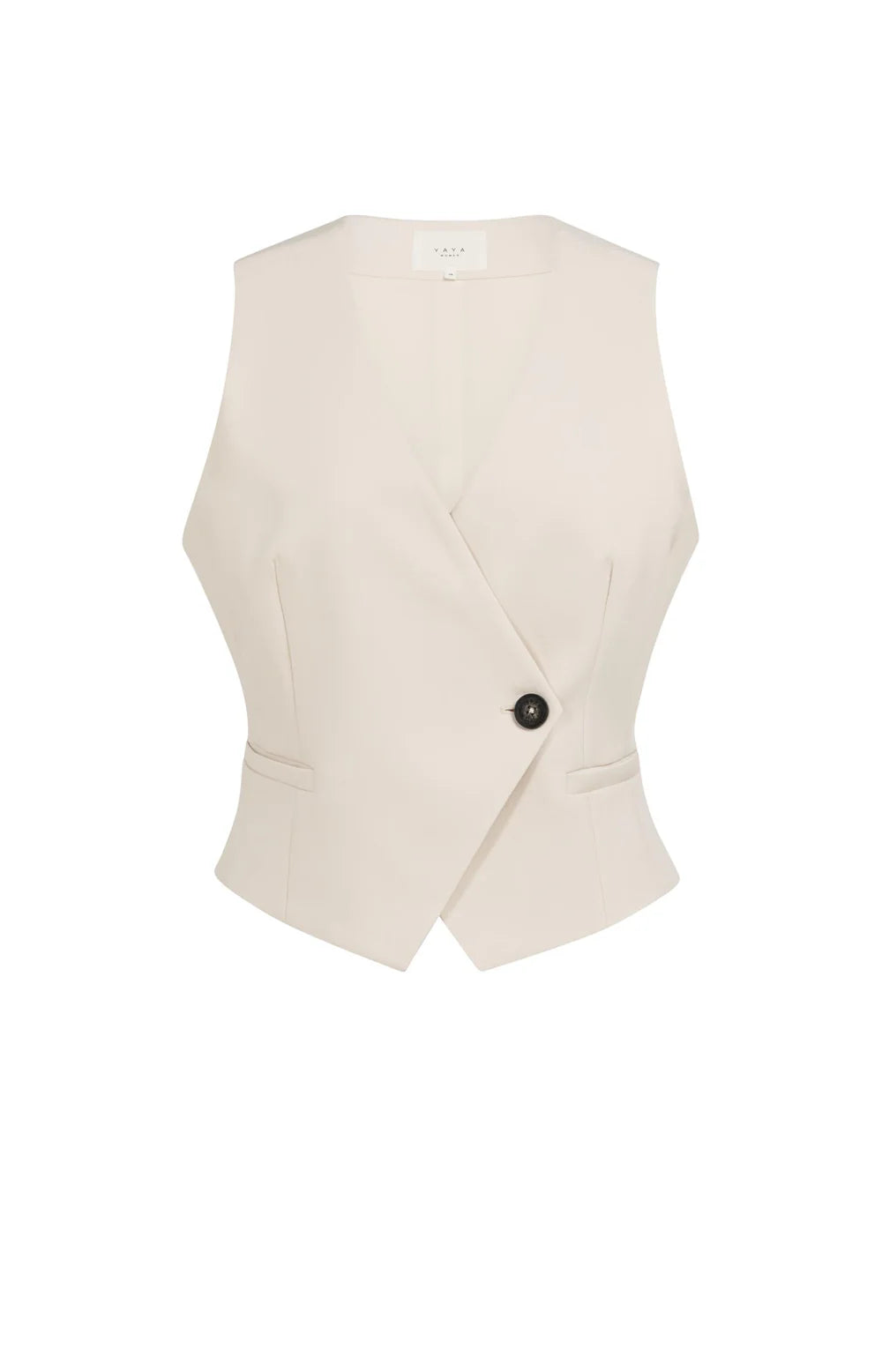 Yaya | Gilet met Asymmetrische Sluiting Cloud Creme White