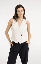 Yaya | Gilet met Asymmetrische Sluiting Cloud Creme White