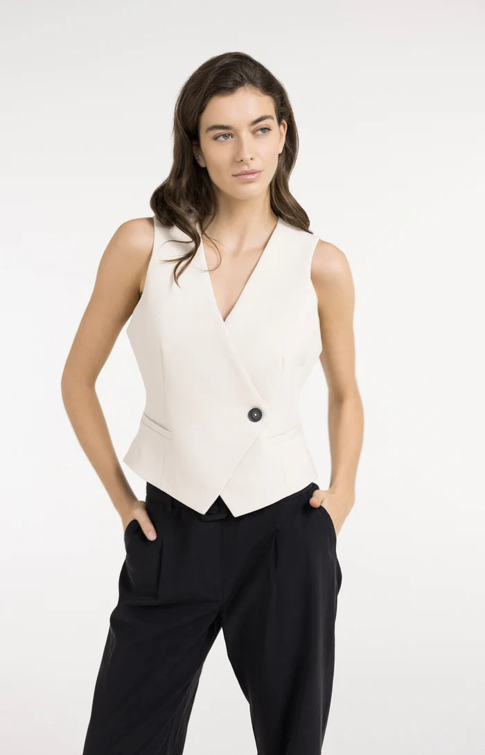 Yaya | Gilet met Asymmetrische Sluiting Cloud Creme White