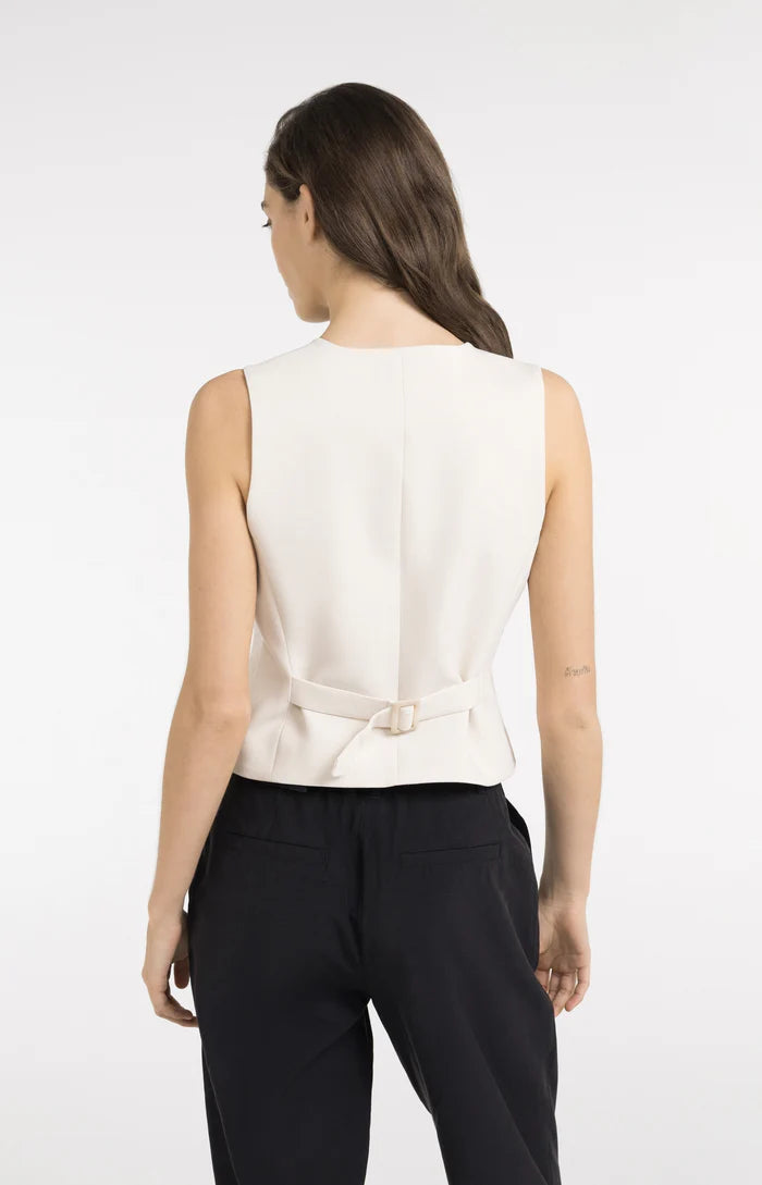 Yaya | Gilet met Asymmetrische Sluiting Cloud Creme White