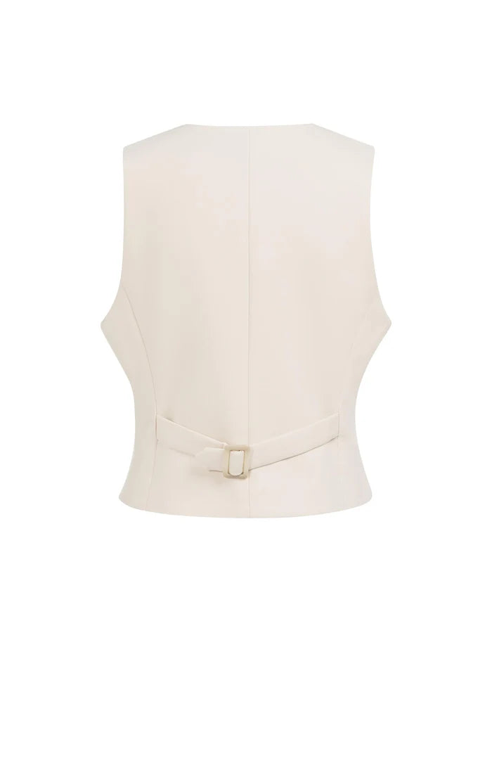 Yaya | Gilet met Asymmetrische Sluiting Cloud Creme White