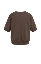 Yaya | Jersey Top met Gebriede Structuur Chocolate Martini Brown