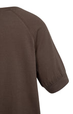 Yaya | Jersey Top met Gebriede Structuur Chocolate Martini Brown
