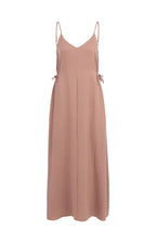 Yaya | Lange Jurk met Spaghettibandjes en Strikdetail Burlwood Pink