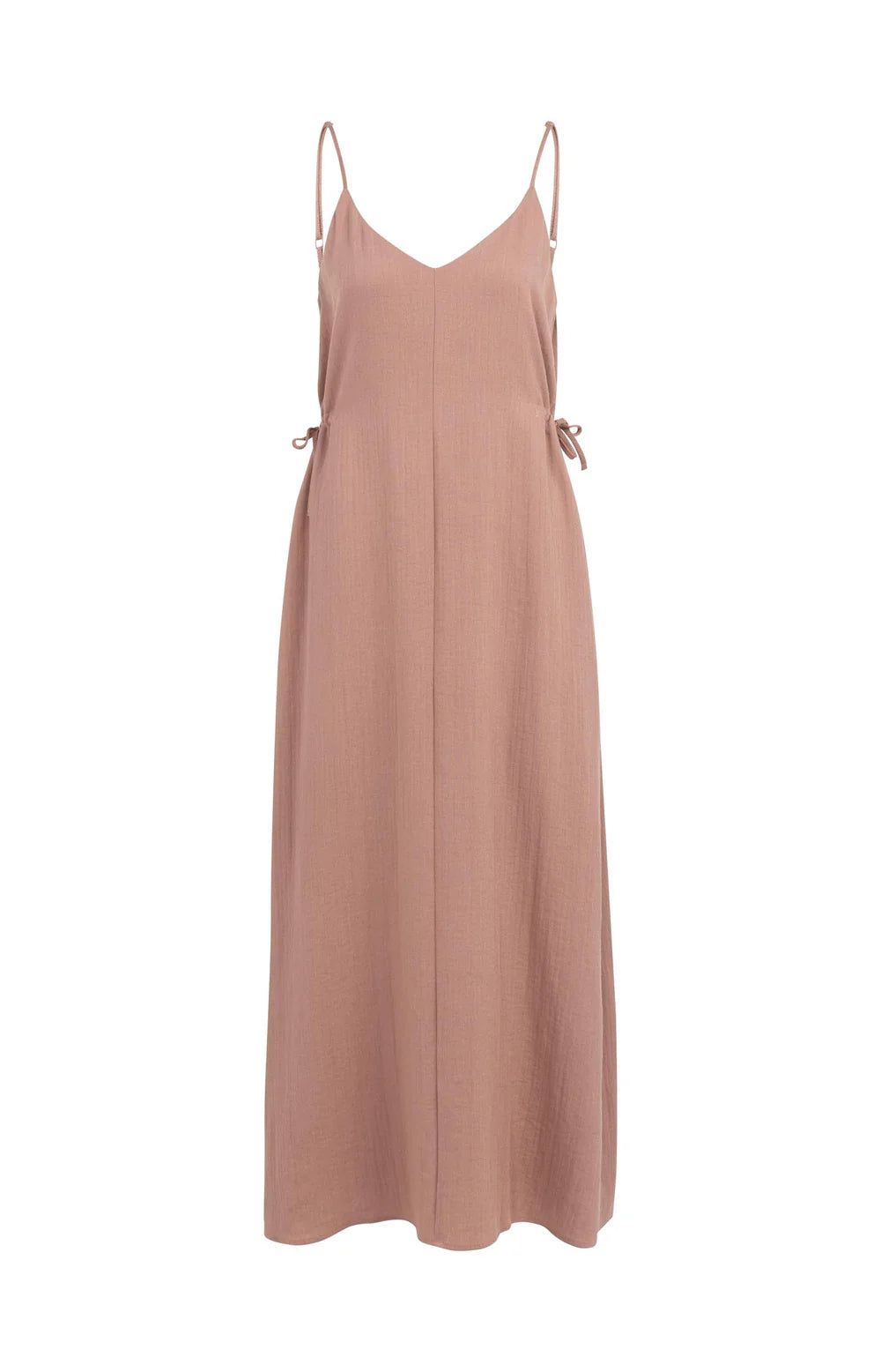 Yaya | Lange Jurk met Spaghettibandjes en Strikdetail Burlwood Pink