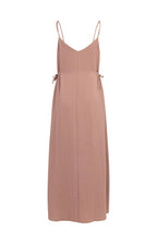 Yaya | Lange Jurk met Spaghettibandjes en Strikdetail Burlwood Pink