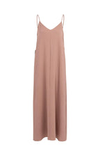 Yaya | Lange Jurk met Spaghettibandjes en Strikdetail Burlwood Pink
