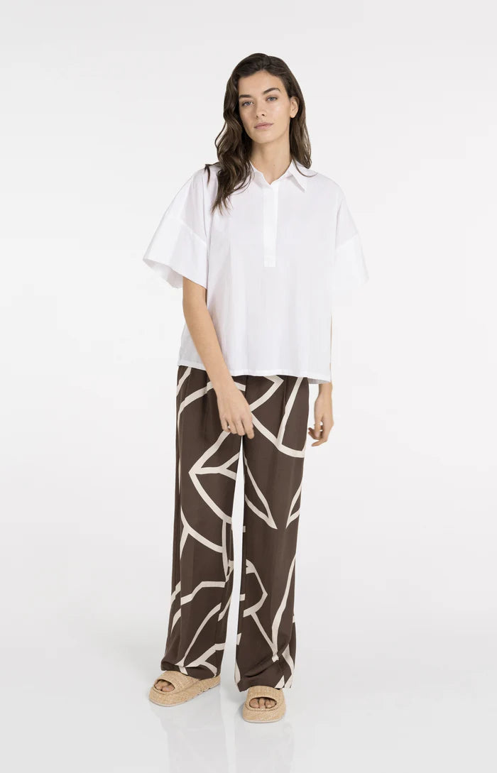 Yaya | Oversized Blouse met Mouwdetail Pure White