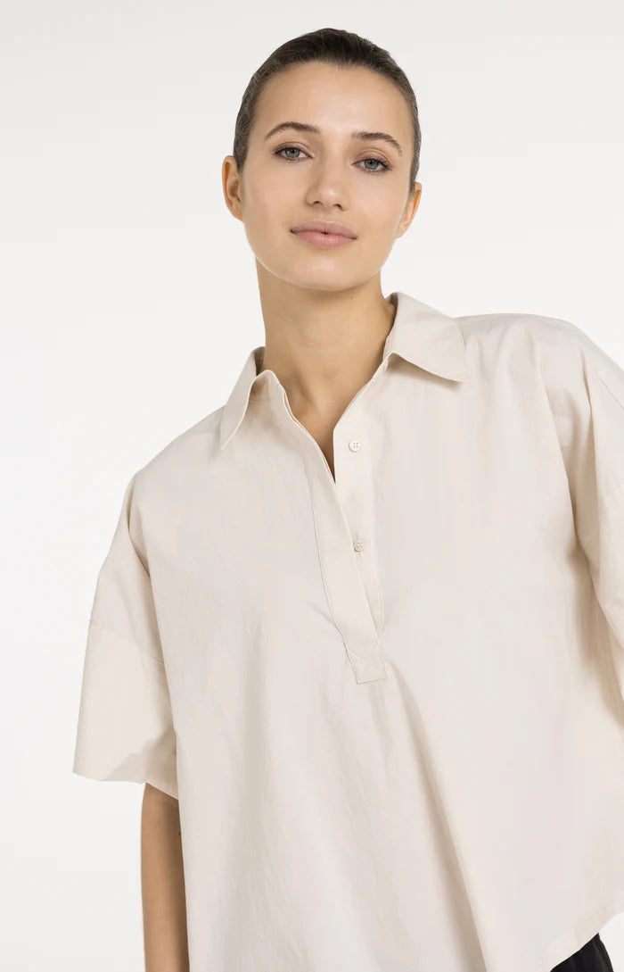 Yaya | Oversized Blouse met Mouwdetail  Cloud Creme White