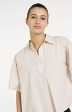 Yaya | Oversized Blouse met Mouwdetail  Cloud Creme White