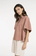 Yaya | Oversized Blouse met Mouwdetail Burlwood Pink
