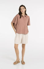 Yaya | Oversized Blouse met Mouwdetail Burlwood Pink