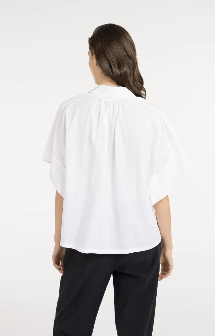 Yaya | Oversized Blouse met Mouwdetail Pure White