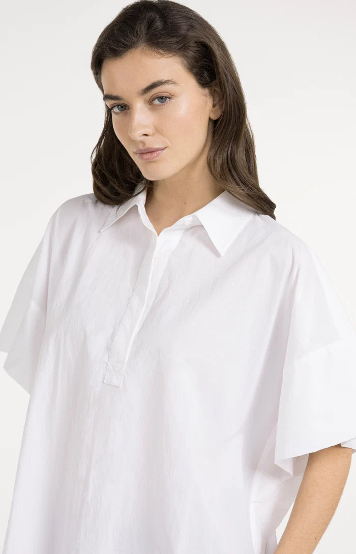 Yaya | Oversized Blouse met Mouwdetail Pure White
