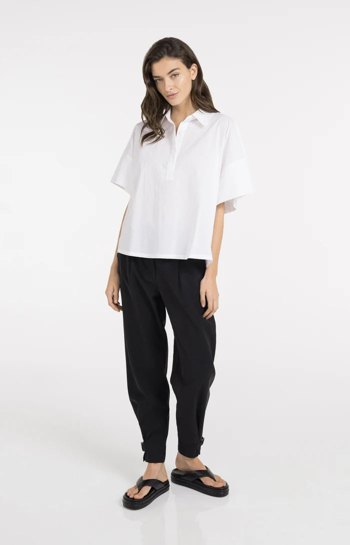 Yaya | Oversized Blouse met Mouwdetail Pure White