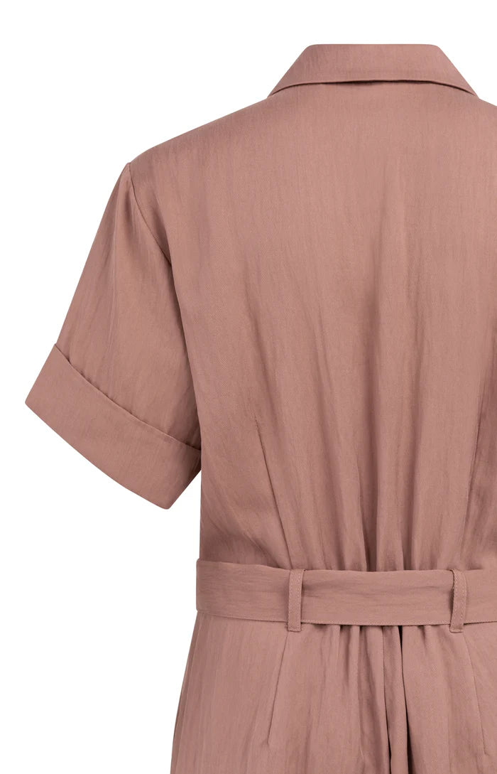 Yaya | Playsuit met Dubbele Knopen en Ceintuur Burlwood Pink