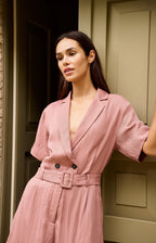 Yaya | Playsuit met Dubbele Knopen en Ceintuur Burlwood Pink