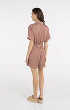Yaya | Playsuit met Dubbele Knopen en Ceintuur Burlwood Pink