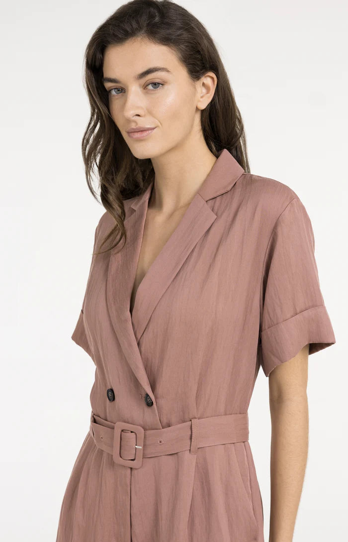 Yaya | Playsuit met Dubbele Knopen en Ceintuur Burlwood Pink