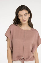 Yaya | Top met Knoopdetail en Elastische Zoom Burlwood Pink