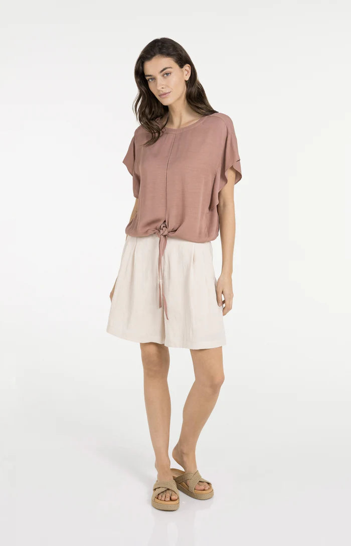 Yaya | Top met Knoopdetail en Elastische Zoom Burlwood Pink