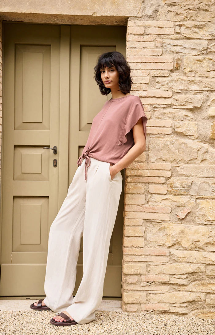 Yaya | Top met Knoopdetail en Elastische Zoom Burlwood Pink