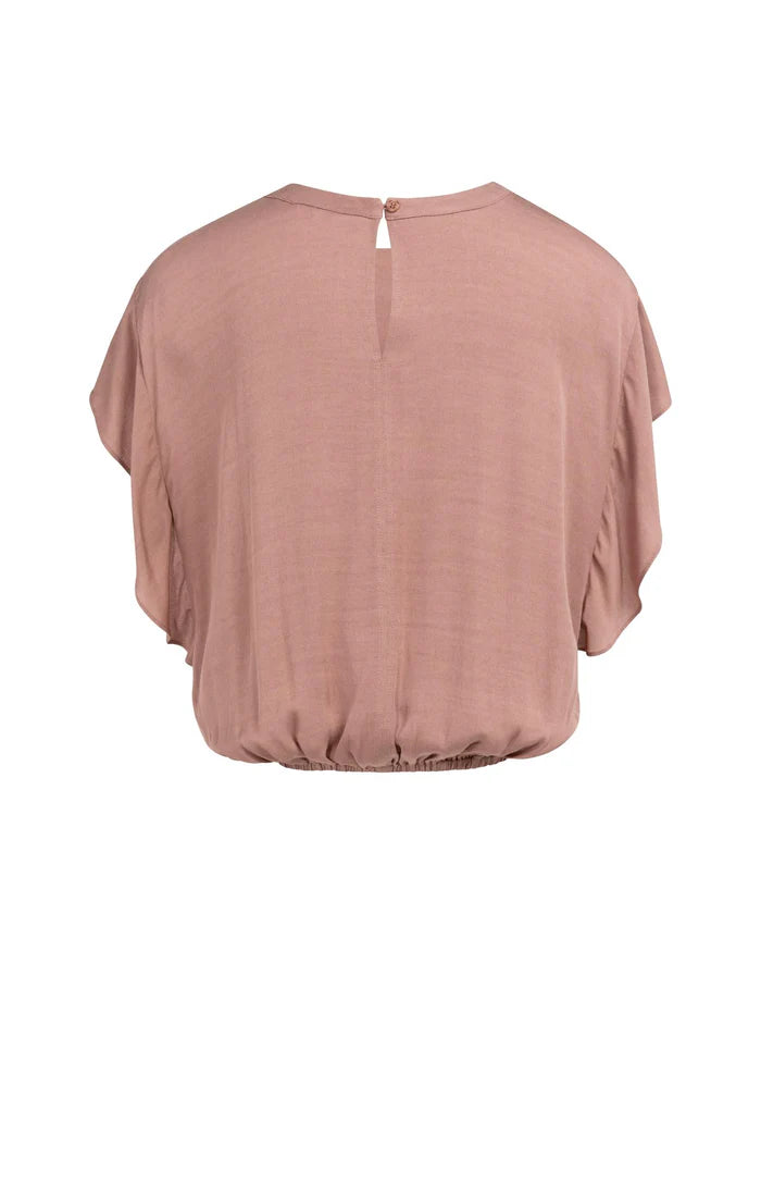 Yaya | Top met Knoopdetail en Elastische Zoom Burlwood Pink