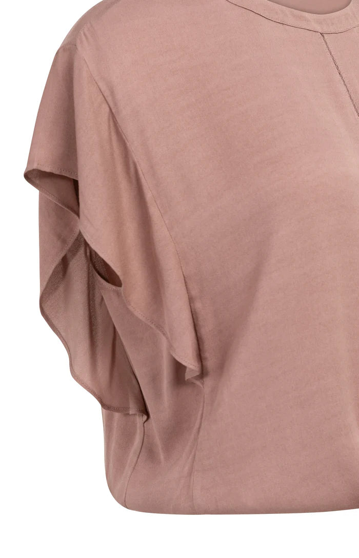 Yaya | Top met Knoopdetail en Elastische Zoom Burlwood Pink