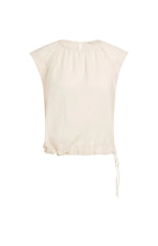 Yaya | Mouwloze Top met Geplooide Halslijn en Trekkoord Cloud Creme White